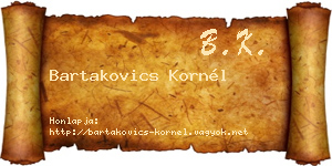 Bartakovics Kornél névjegykártya